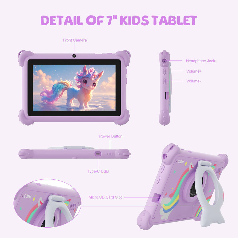 C Idée 7 pouces Tablette pour enfants Âge 3-7 Double caméra IPS écran éducatif pour enfants avec contrôle parental CM88