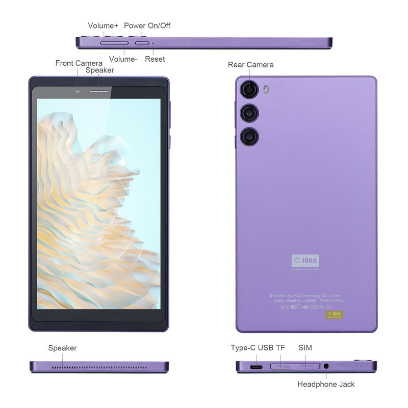 C Idea Portable 7 pouces Smart Tablet PC avec Sim 6 Go 128 Go Éducation Pour l'école CM525 ((Purple)