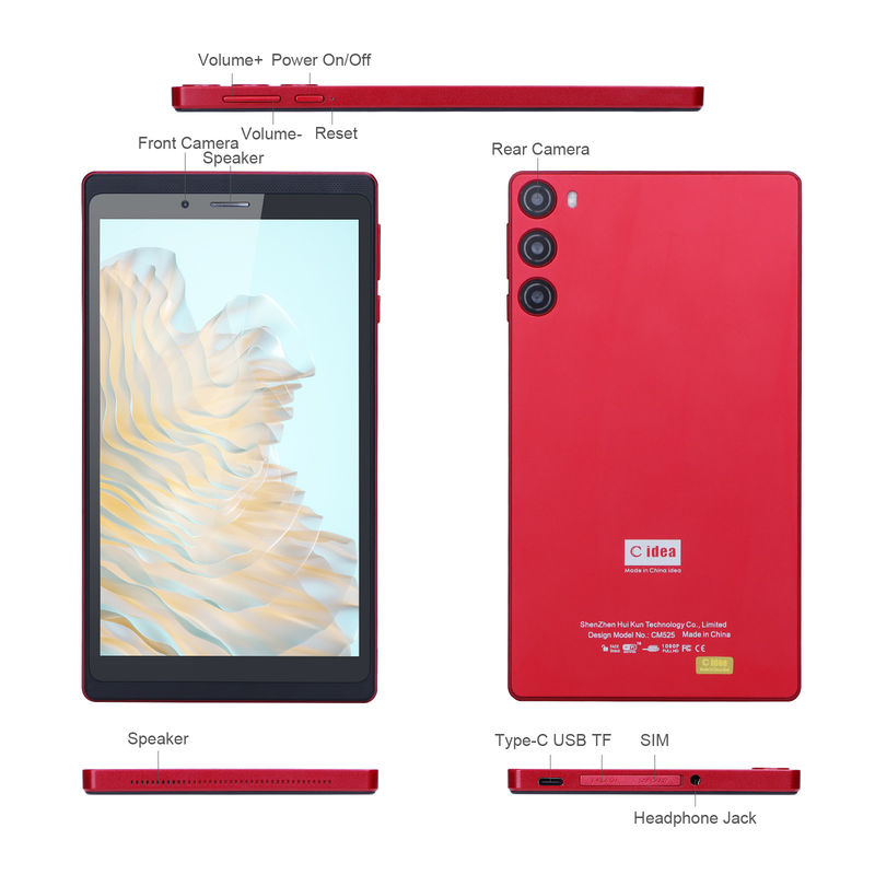 C Idée 7 pouces Tablette 512 Go avec carte SIM Tablette Android PC pour les étudiants qui apprennent CM525 Rouge