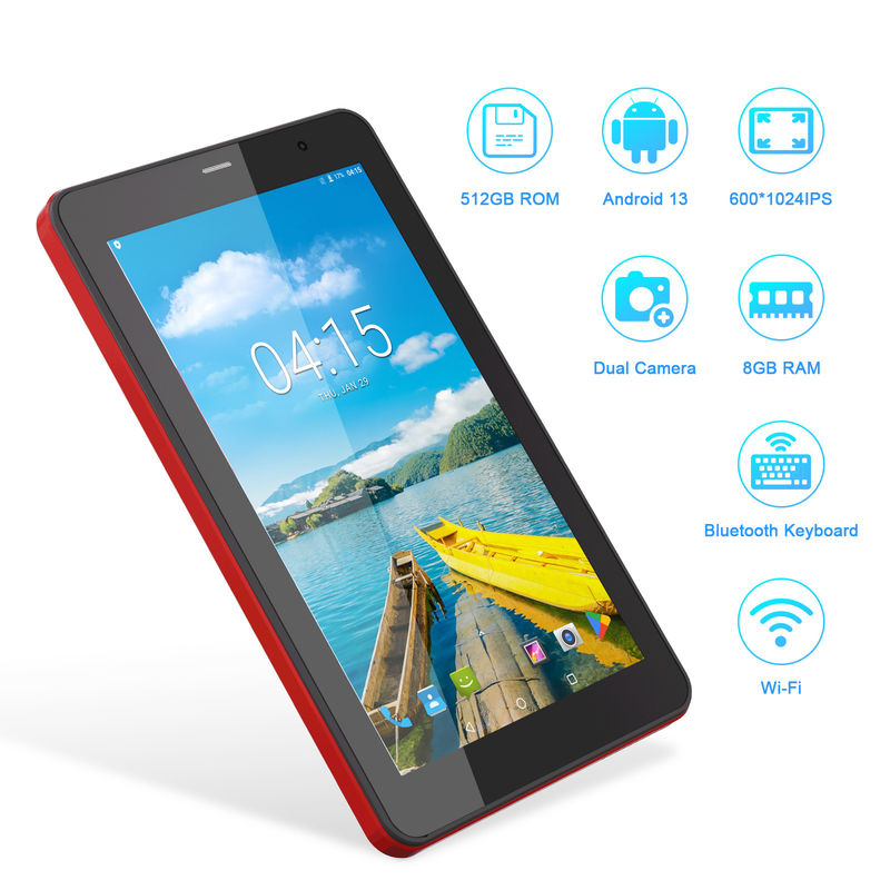 C Idea Android 13 Tablettes avec carte SIM Wifi Tablette à écran tactile de 7 pouces Pour les étudiants CM518 Pro Rouge