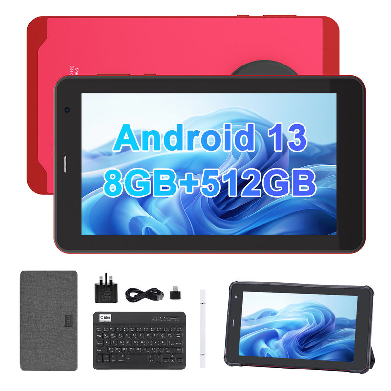 C Idea Android 13 Tablettes avec carte SIM Wifi Tablette à écran tactile de 7 pouces Pour les étudiants CM518 Pro Rouge