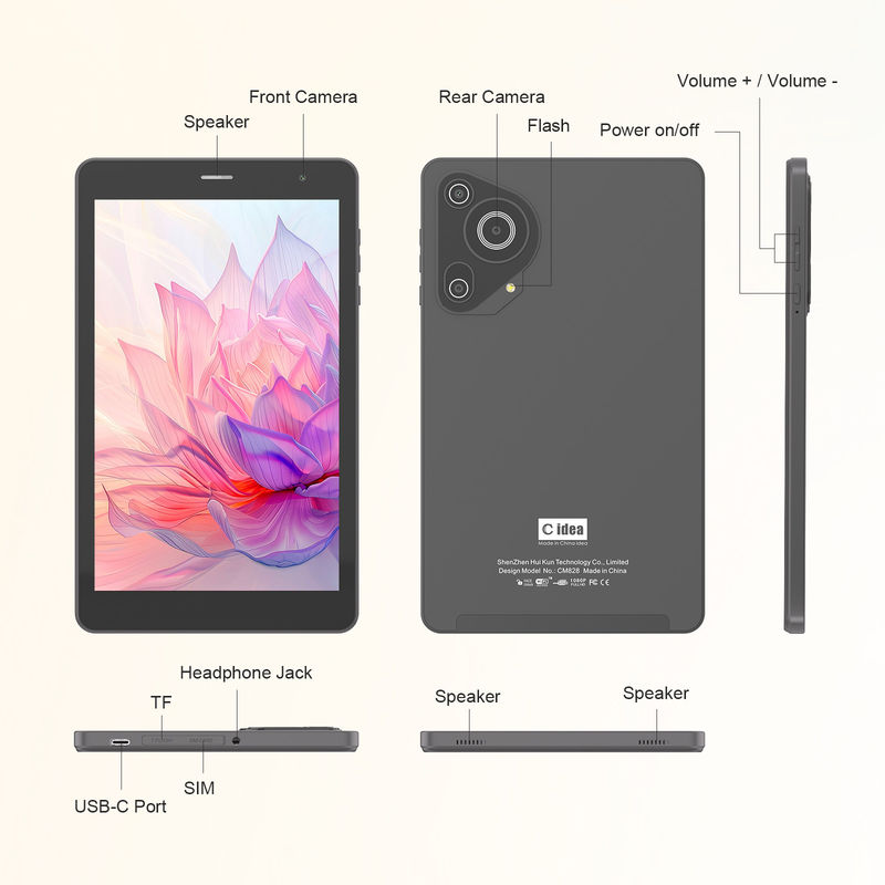 C Idea Quad Core Android Tablet Portable 8 pouces Tablette pour les étudiants avec SIM CM828 Noir