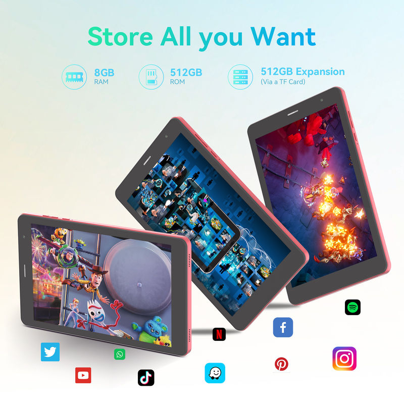 C Idée 5g Android Tablette 8+512gb Tablette 8 pouces pour les étudiants avec SIM et Wifi Cm828 rouge