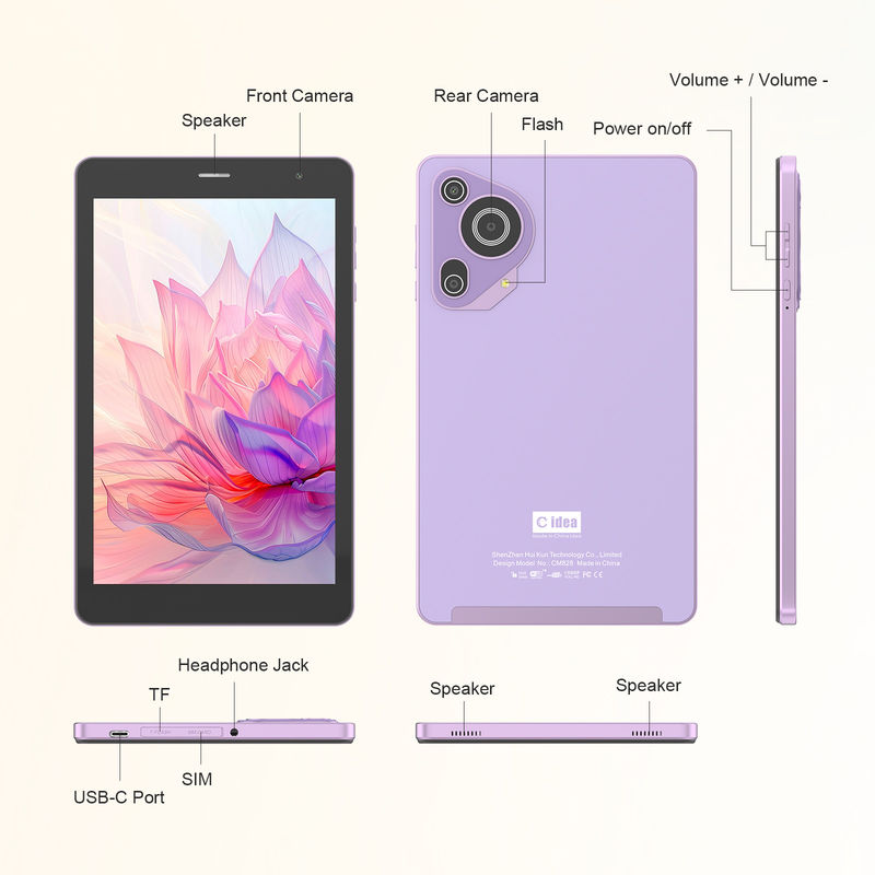 C Idea 8in Tablette Jeux d'éducation Tablette Android pour les étudiants avec SIM et Wifi CM828 violet