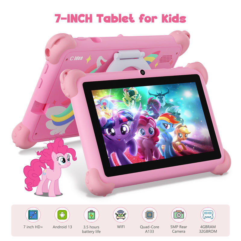 C Idea Android 13 Tablette pour enfants 4+32 Go Tablette éducative Kidspad avec une application conviviale CM91 rose