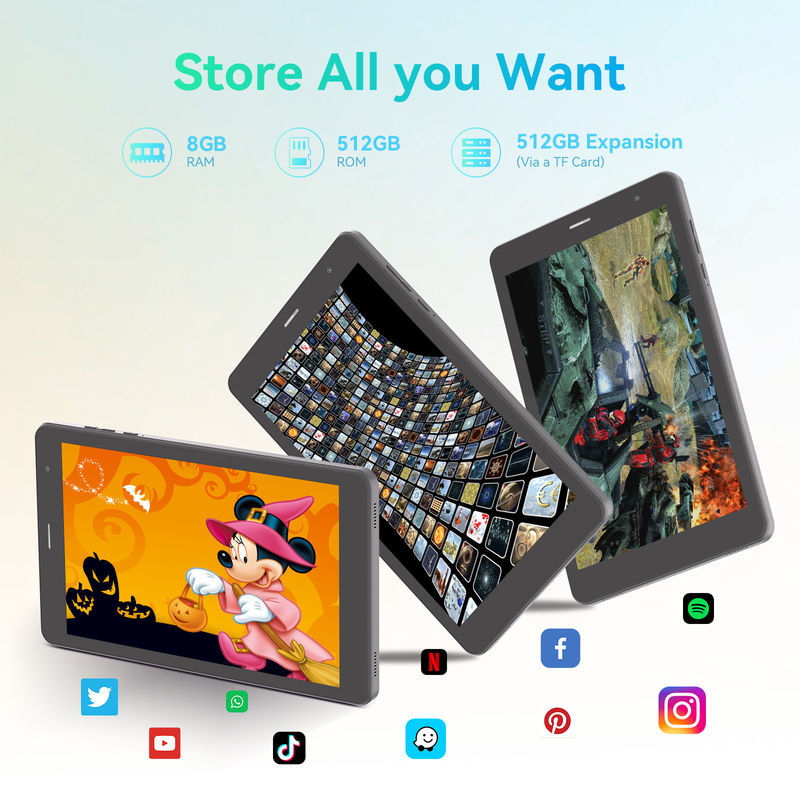 C Idea ODM 8 pouces 8+512gb 8000mah 5+8MP double caméra Android Tablette PC avec Sim Pour les étudiants CM828 Noir