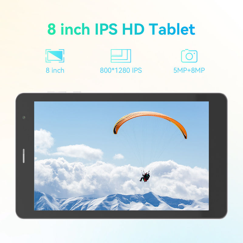 C Idea ODM 8 pouces batterie longue de 512 Go, double caméra, processeur octa-core, tablette Android avec étui pour étudiants CM828 argenté