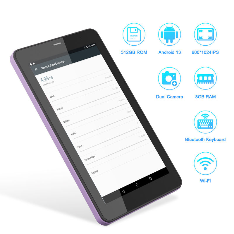 C Idea Android 13 Tablette éducative, 8+512GB, tablette portable de 7 pouces avec support Sim  CM518pro Purple