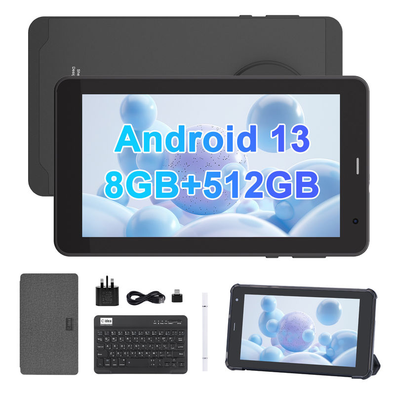 C Idea 7 pouces Tab, 8 Go de RAM, 512 Go de stockage, fente SIM, Android 13 Tablet PC pour les étudiants CM518pro noir