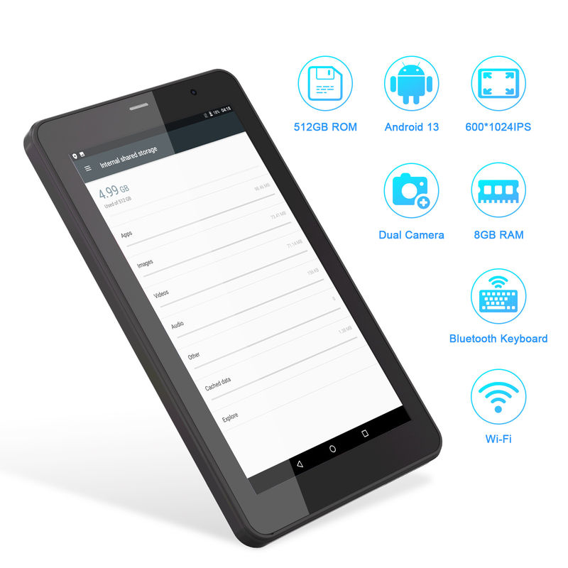 C Idea 7 pouces Tab, 8 Go de RAM, 512 Go de stockage, fente SIM, Android 13 Tablet PC pour les étudiants CM518pro noir