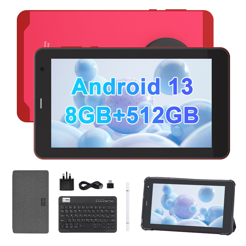 C Idea 7 pouces tablette Android 13, double caméra, prise en charge Sim, tablette à écran tactile pour les étudiants CM518pro rouge