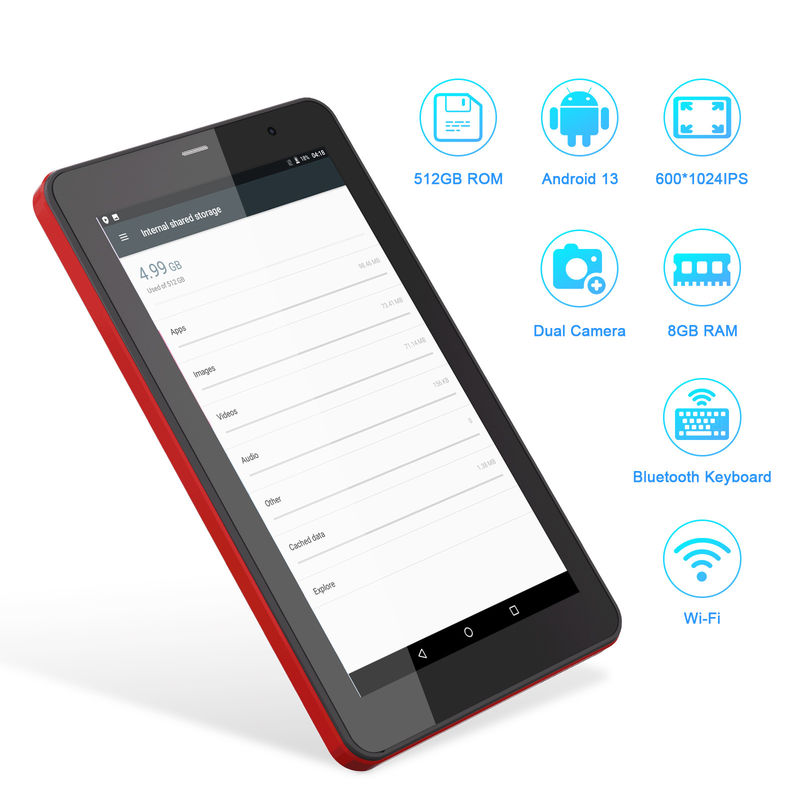 C Idea 7 pouces tablette Android 13, double caméra, prise en charge Sim, tablette à écran tactile pour les étudiants CM518pro rouge