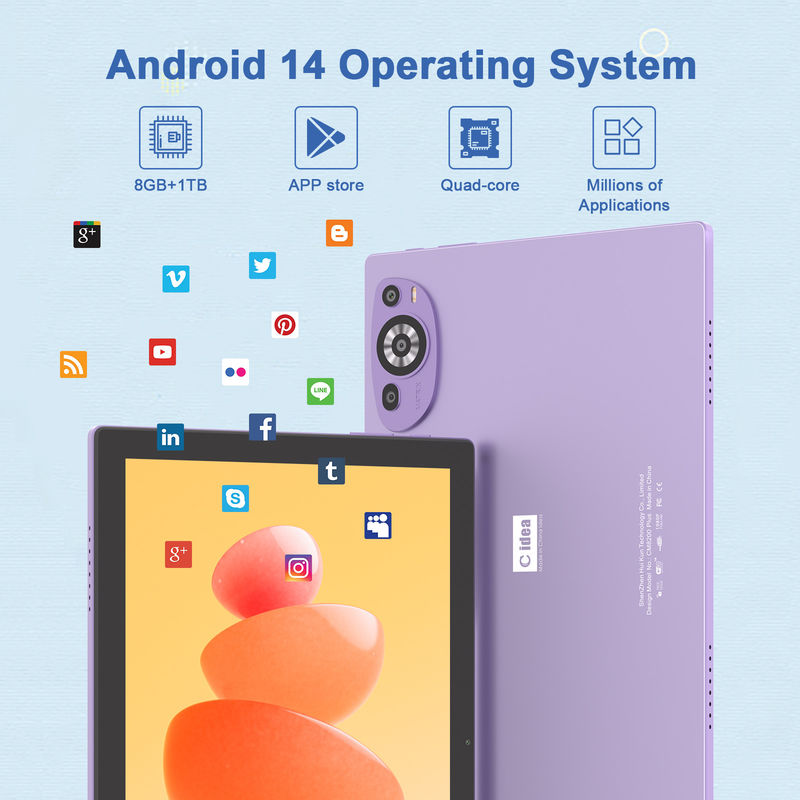 C Idea 10 pouces Android 14 Tablette éducative 512 Go pour les étudiants avec support SIM CM8200Plus violet