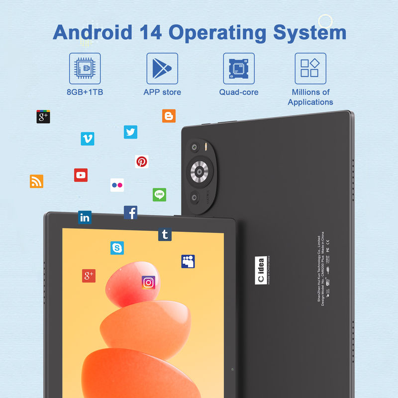 C Idée Tablette Wifi de 10,1 pouces avec support Sim Clavier éducatif Tablette Android PC M8200 Plus Noir