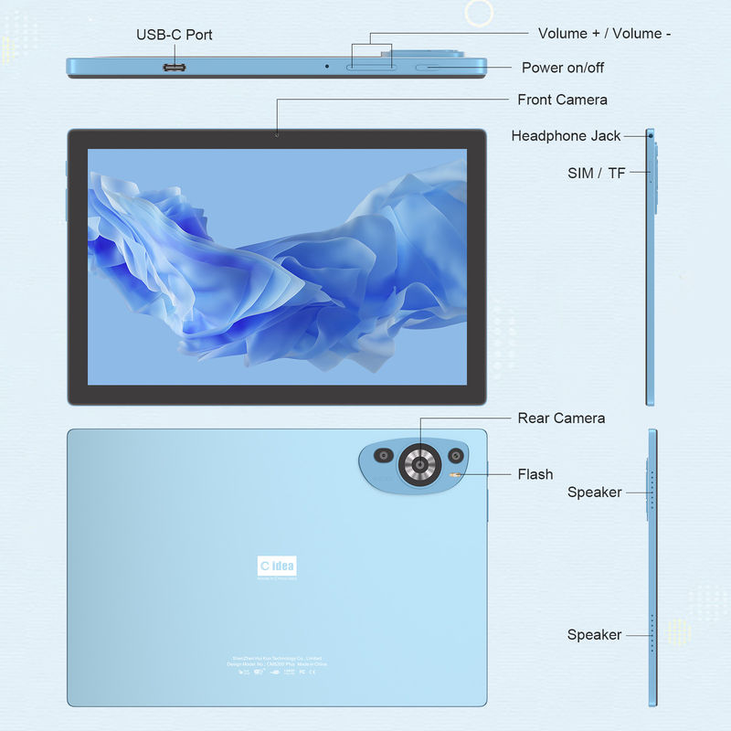 C Idea Android 14 écran tactile 10,1 pouces Tablettes avec stylo CM8200plus bleu