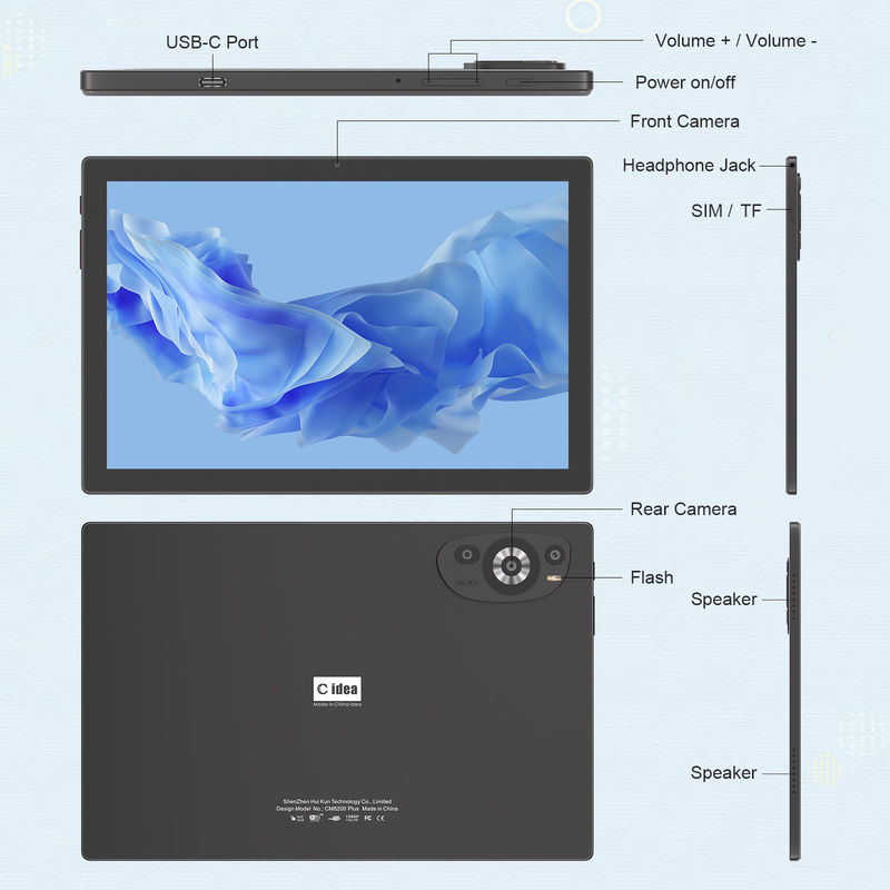 C Idea 10.1 pouces Tablette 5G avec support Sim Clavier éducatif Tablette Android Pc M8200 Plus Noir