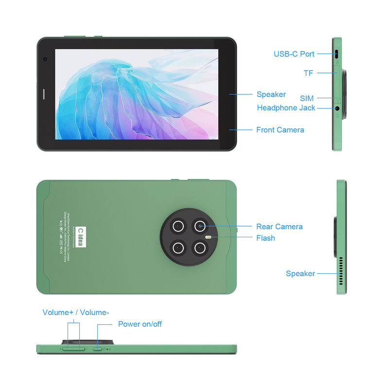 C Idée Tablettes de 7 pouces avec carte SIM Wifi Android Smart Tablet PC CM518 Pro Vert