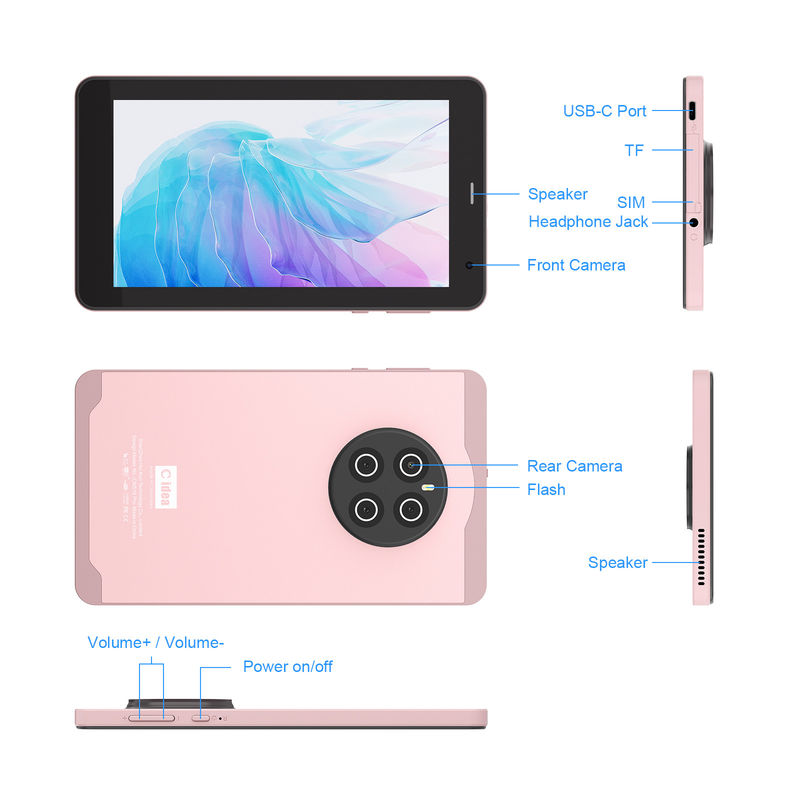 C Idée 7 pouces avec carte SIM Wifi Tablet Android PC CM518 Pro Rose