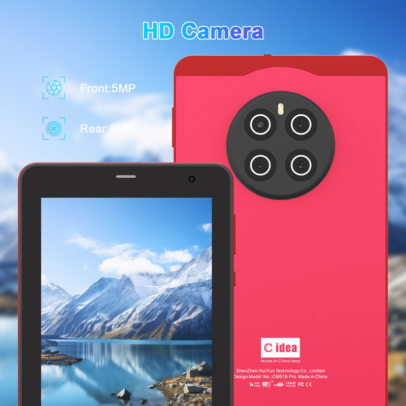 C Idea Tablettes Android 13 avec carte SIM Wifi Tablette à écran tactile de 7 pouces CM518 Pro Rouge