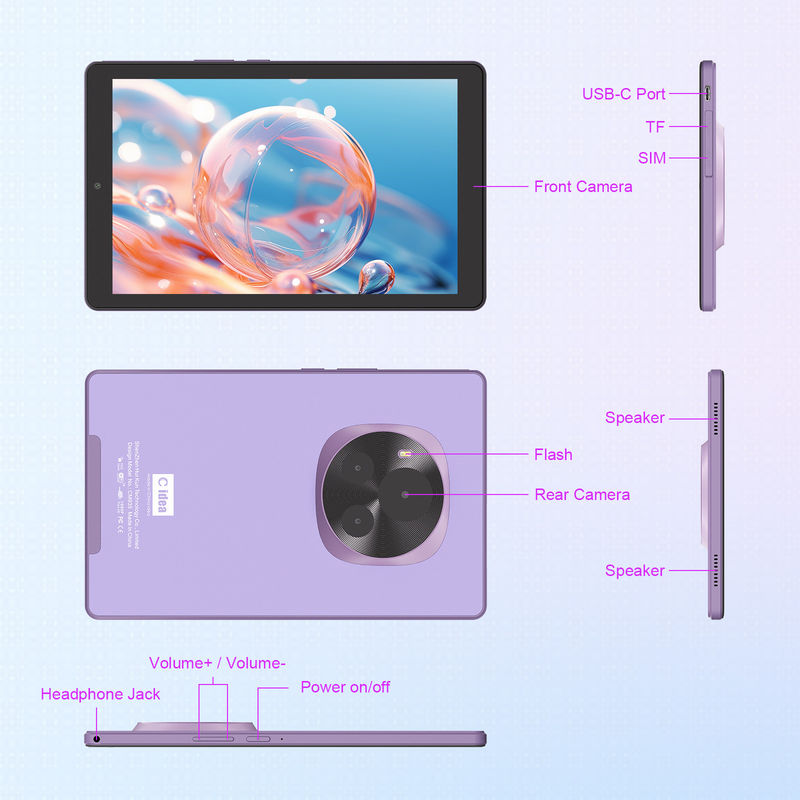 C Idée Tablette de 9 pouces 5MP + 8MP Tablette éducative pour adolescents avec stylo CM935 violet