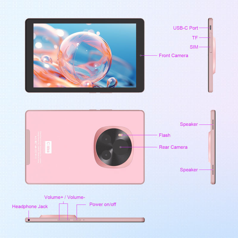 C idée Tablette Android 5G SIM Support Tablette PC 9 pouces avec boîtier et stylo CM935 rose