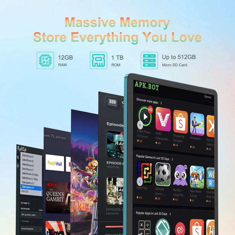 C Idée 14 pouces Tablette de grand stockage Smart Tablet PC avec clavier CM14000 plus bleu