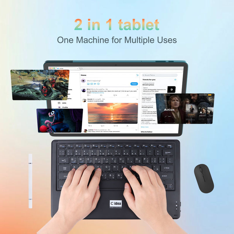 C Idée Tablette 14 pouces Grande batterie Smart Tablet PC avec clavier et souris CM14000 plus bleu