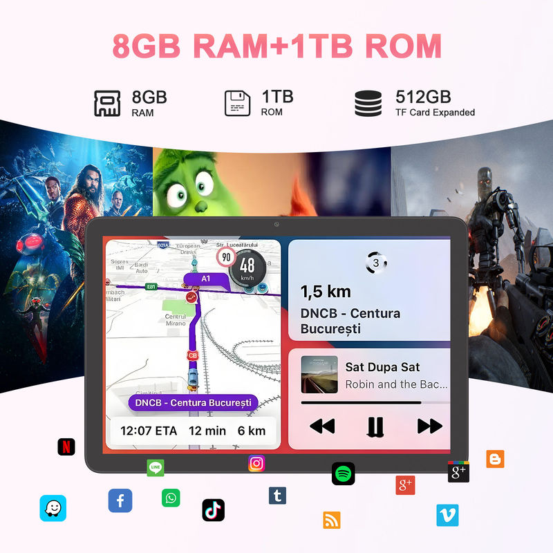 C Idea 10.1 pouces Tablette 5G avec support Sim Clavier éducatif Tablette Android PC M8300 Plus Noir