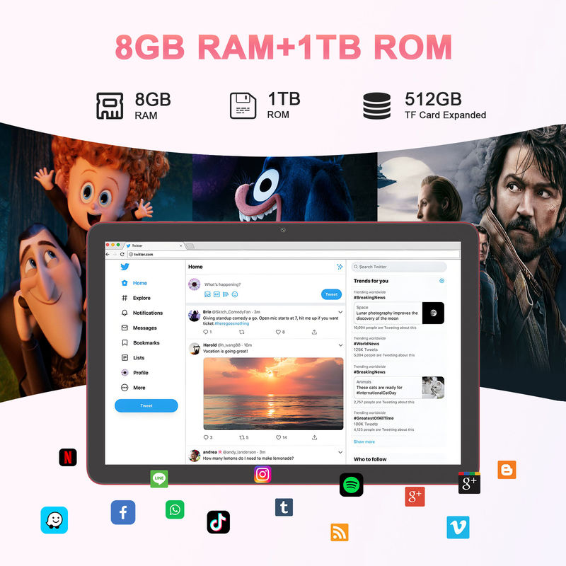 C Idée 10.1 pouces 5g Tablette 8GB RAM Tablette à écran tactile PC pour l' éducation CM8300 Plus Rouge