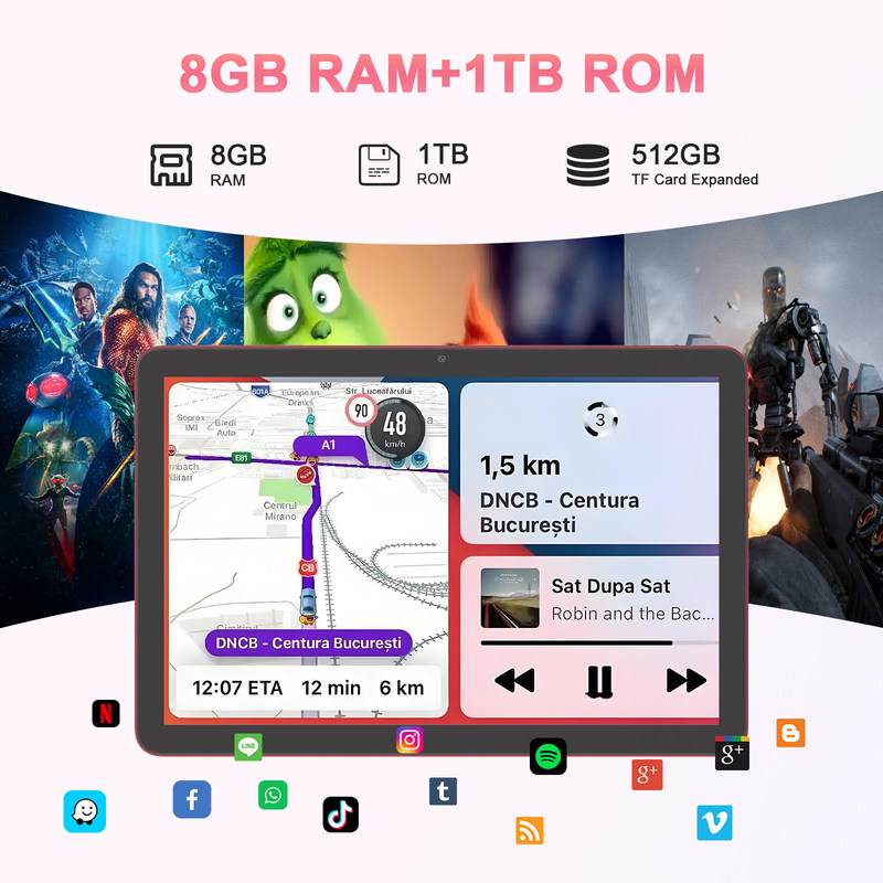 C Idea Tablet 10,1 pouces 5G LTE Tablette à écran tactile Tablette PC pour le divertissement CM8300 Plus Rouge