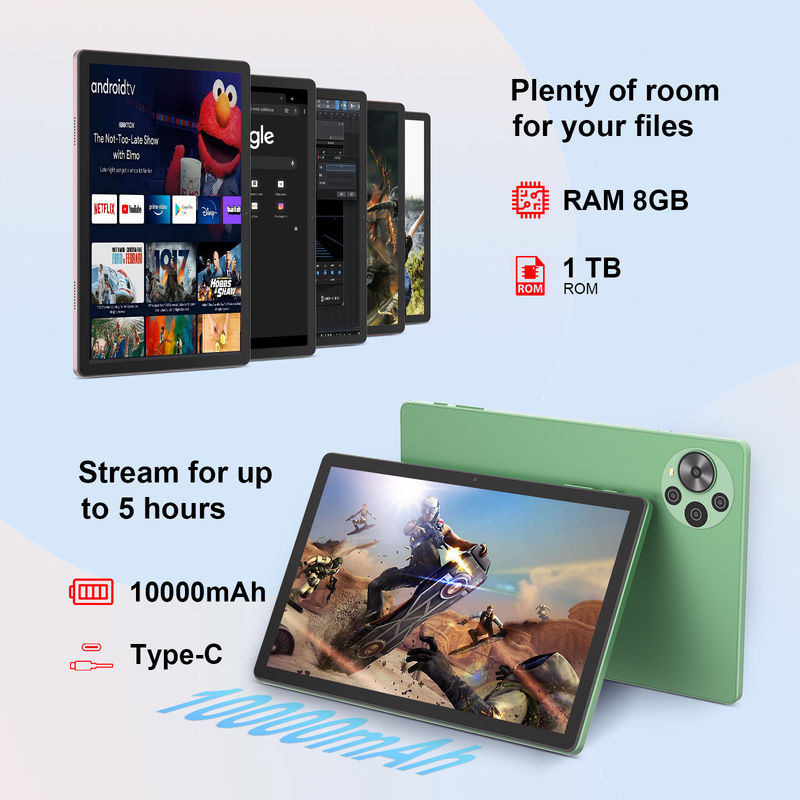C Idea Nouvelle tablette PC Android 14 de 10,5 pouces avec écran tactile 2K et SIM CM10500 Plus vert