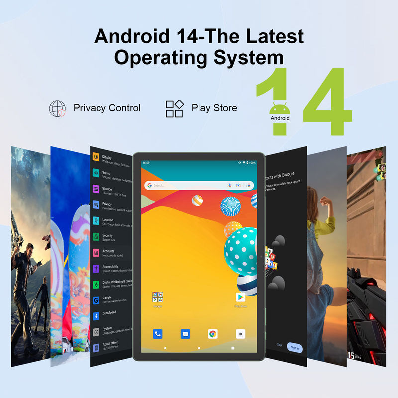 C Idea Nouvelle tablette PC Android 14 de 10,5 pouces avec écran tactile 2K et SIM CM10500 Plus vert