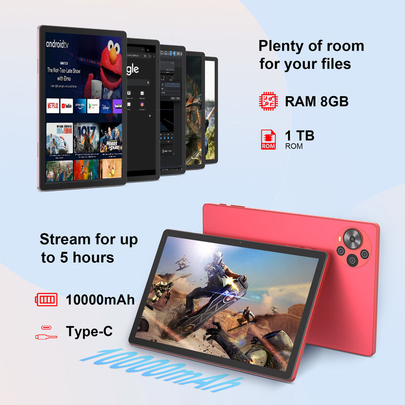 C Idea Android 14 Tablet Tablette éducative à écran 2k pour les étudiants avec clavier et souris CM10500 Plus Rouge