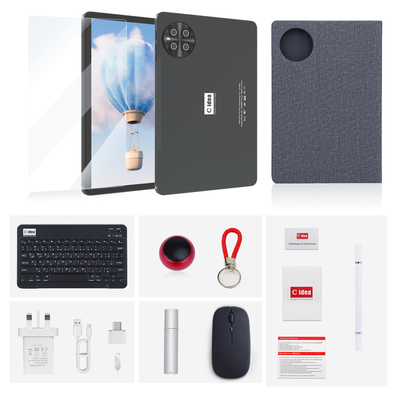 C Idea 10,1 pouces Tablet PC Android 15 Tablet avec clavier et souris CM8800plus gris