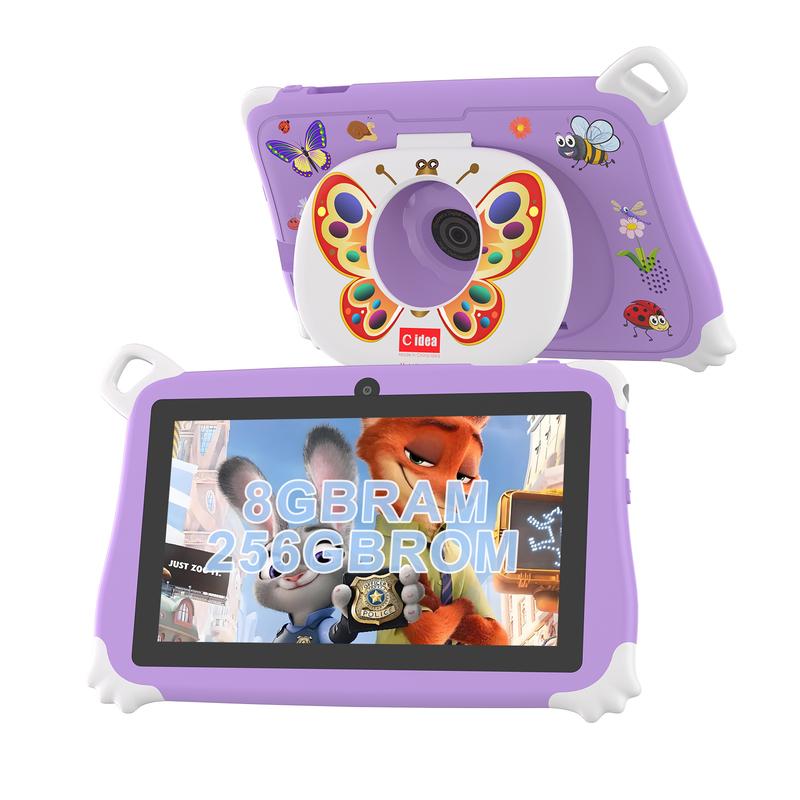 Tablette pour enfants C Idea Android 15 8+256 Go, tablette éducative Kidspad avec application conviviale CM86 violet