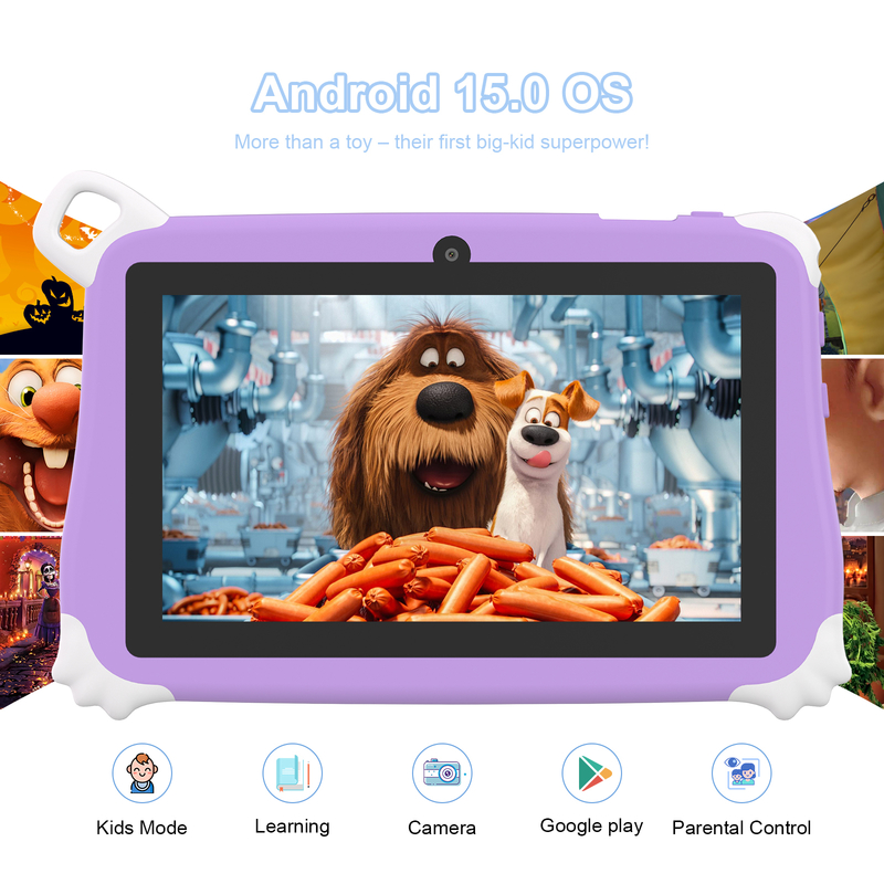 Tablette pour enfants C Idea Android 15 8+256 Go, tablette éducative Kidspad avec application conviviale CM86 violet