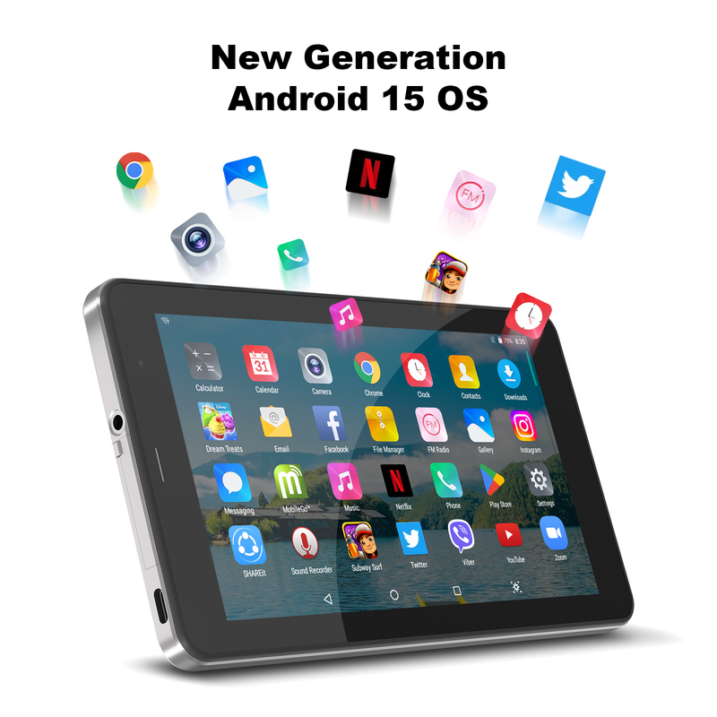 Tablette Wifi C idea 7 pouces avec étui, stockage 8+256 Go, processeur Quad Core, écran tactile IPS 600x1024 CM516 argent