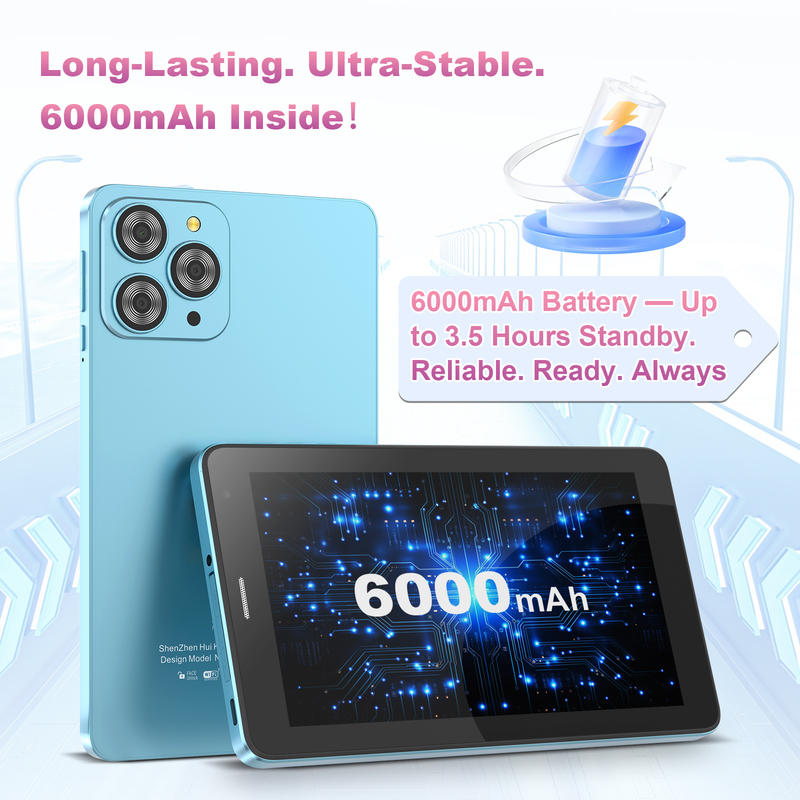 C idée Tablette Wifi de 7 pouces avec boîtier 8 + 256 Go de stockage Processeur quad-core 600x102e4 IPS Écran tactile CM517 bleu