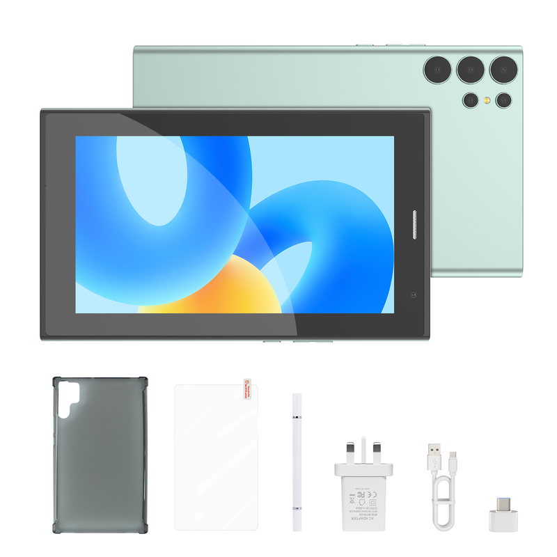 C idée Tablette Wifi de 7 pouces avec boîtier 8+256 Go de stockage Processeur quad-core 600x1024 IPS Écran tactile CM524 vert