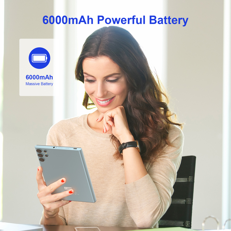 C idée Tablette Wifi de 7 pouces avec boîtier 8 + 256 Go de stockage Processeur quad-core 600x1024 IPS Écran tactile CM524 bleu