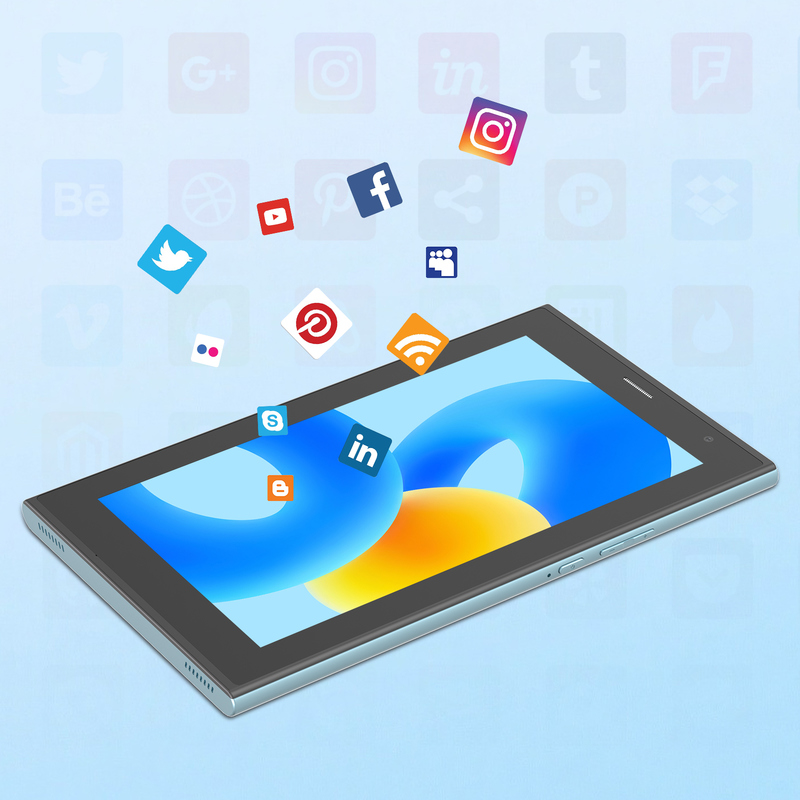 C idée Tablette Wifi de 7 pouces avec boîtier 8 + 256 Go de stockage Processeur quad-core 600x1024 IPS Écran tactile CM524 bleu