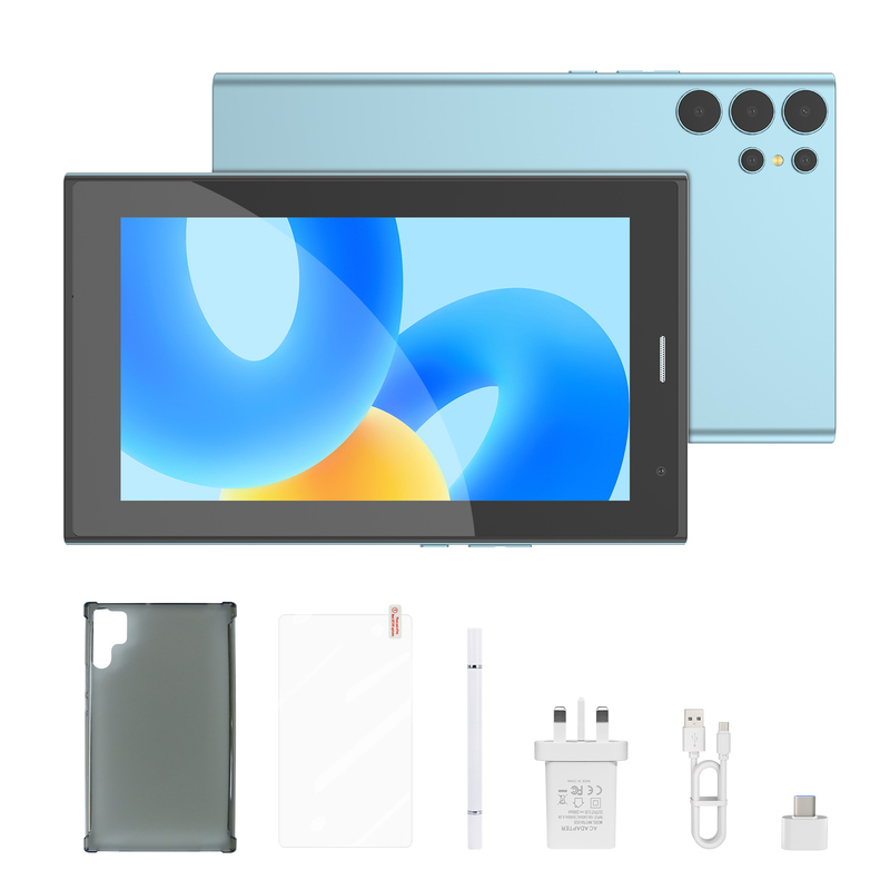 C idée Tablette Wifi de 7 pouces avec boîtier 8 + 256 Go de stockage Processeur quad-core 600x1024 IPS Écran tactile CM524 bleu