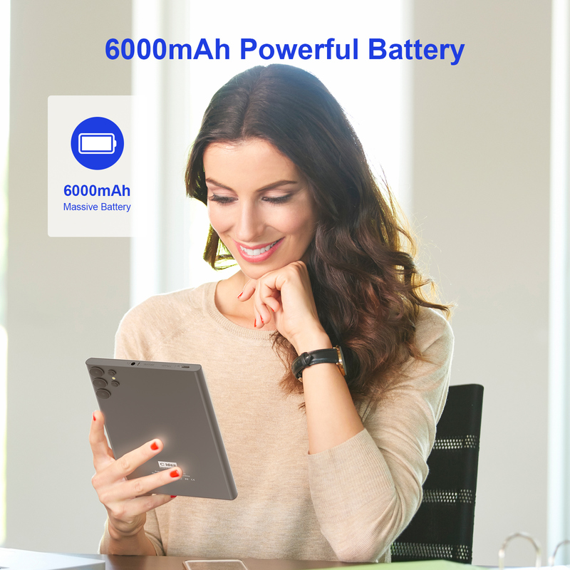 C idée Tablette Wifi de 7 pouces avec boîtier 8+256 Go de stockage Processeur quad-core 600x1024 IPS Écran tactile CM524 gris