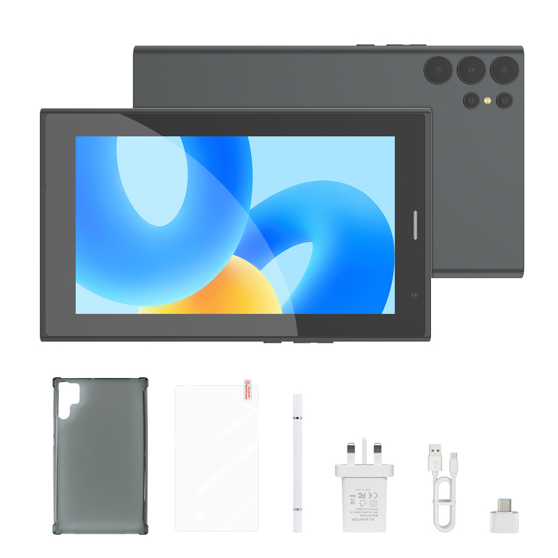 C idée Tablette Wifi de 7 pouces avec boîtier 8+256 Go de stockage Processeur quad-core 600x1024 IPS Écran tactile CM524 gris