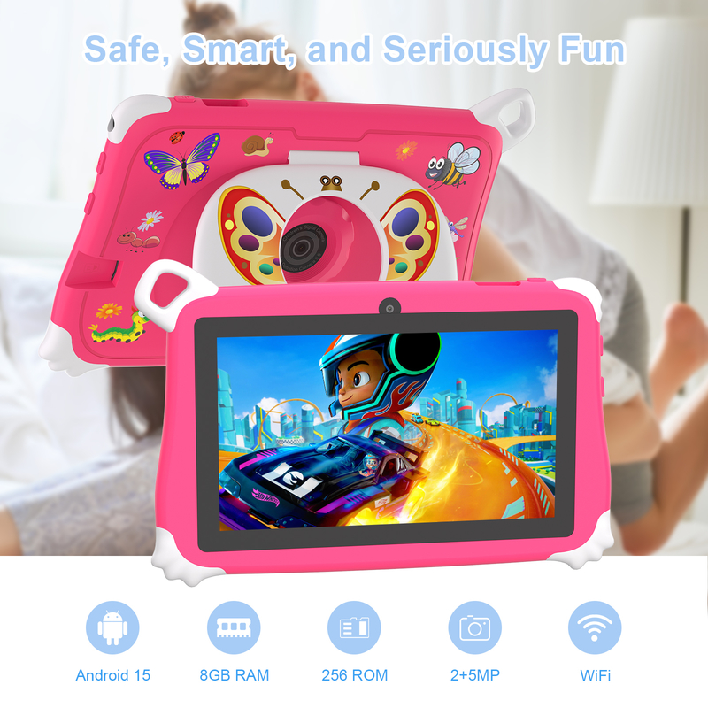 Tablette pour enfants C Idea Android 15 8+256 Go, tablette éducative Kidspad avec application conviviale CM86 rose