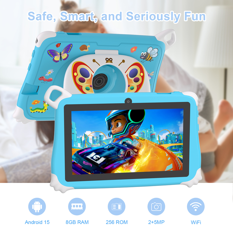 C Idea Android 15 Tablette pour enfants 8 + 256 Go Tablette éducative Kidspad avec APP convivial CM86 bleu