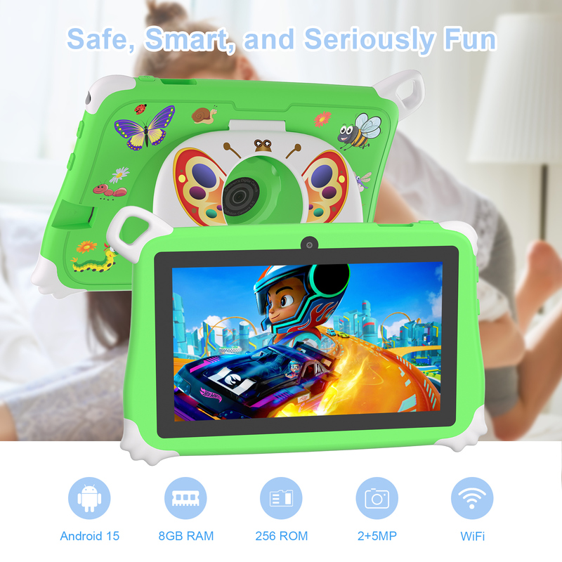 C Idée Android 15 Tablette pour enfants 8+256 Go Tablette éducative Kidspad avec APP convivial CM86 vert