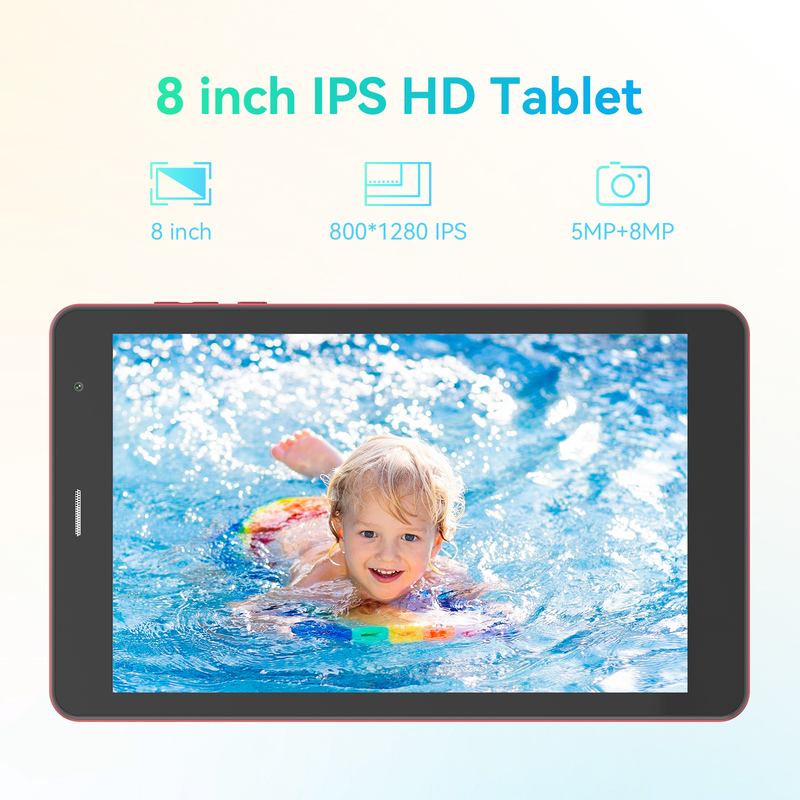 C idea Youth tablette rouge 8 pouces Android 15 avec emplacement pour carte TF, WiFi, 8 Go + 512 Go, 800*1280 IPS incell CM828