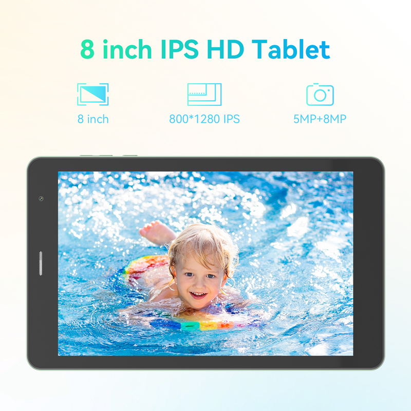 C idea Youth tablette verte 8 pouces Android 15 avec emplacement pour carte TF, WiFi, 8 Go + 512 Go, 800*1280 IPS incell CM828