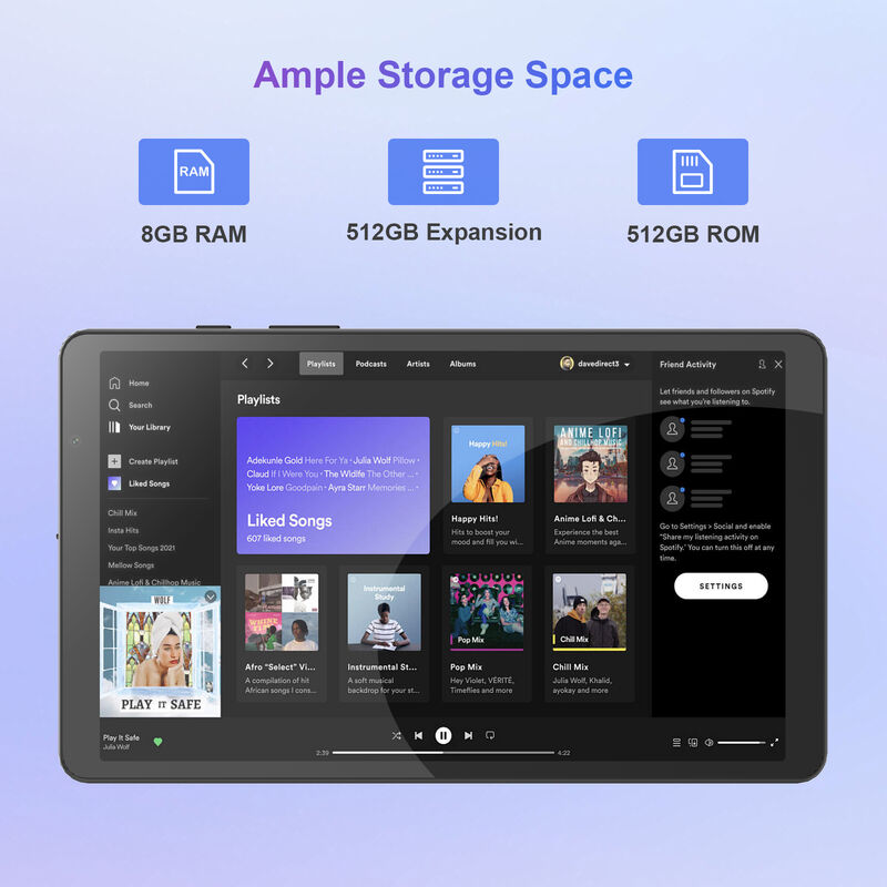 C idée 8 pouces Smart Tablet PC avec clavier 8 Go de RAM + 512 ROM 800 * 1340 IPS incell Écran tactile Affichage noir CM866